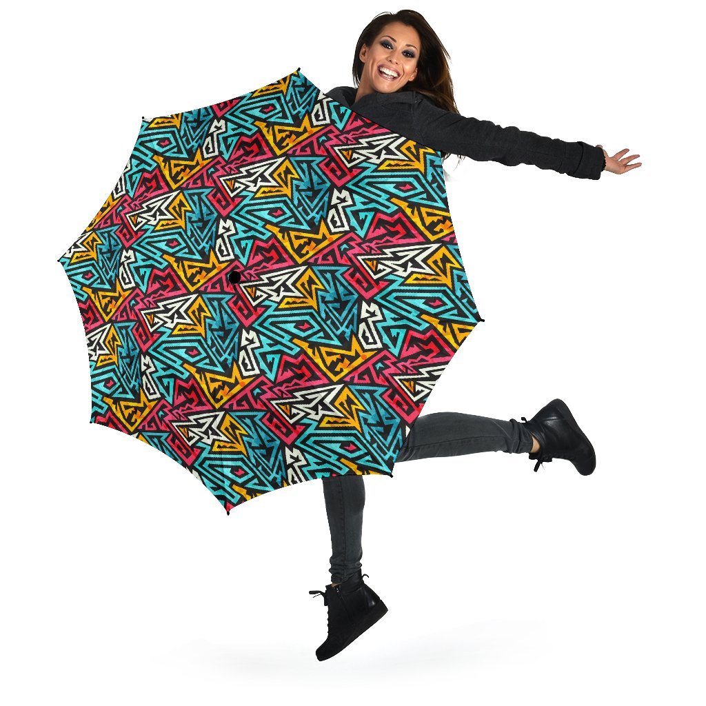Funky Print Pattern Automatic Foldable Umbrella-grizzshop