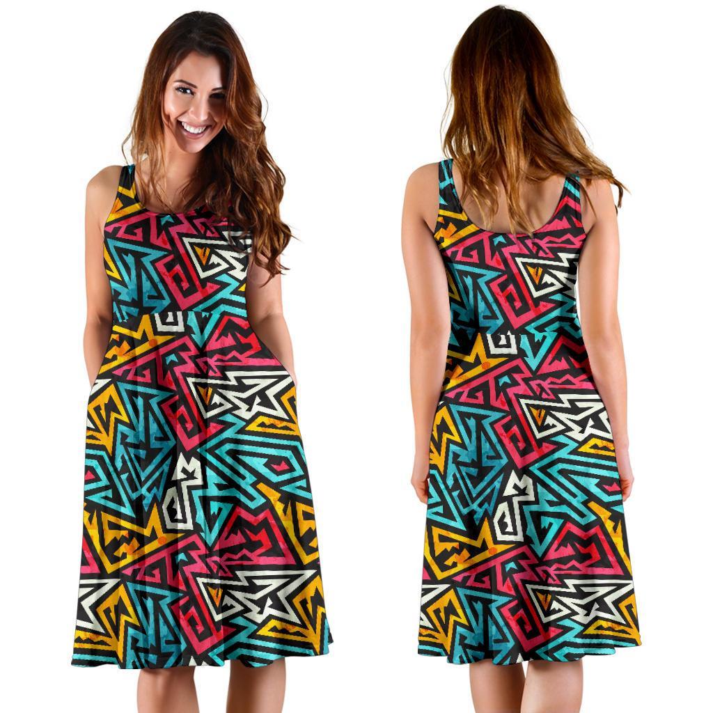 Funky Print Pattern Dress-grizzshop