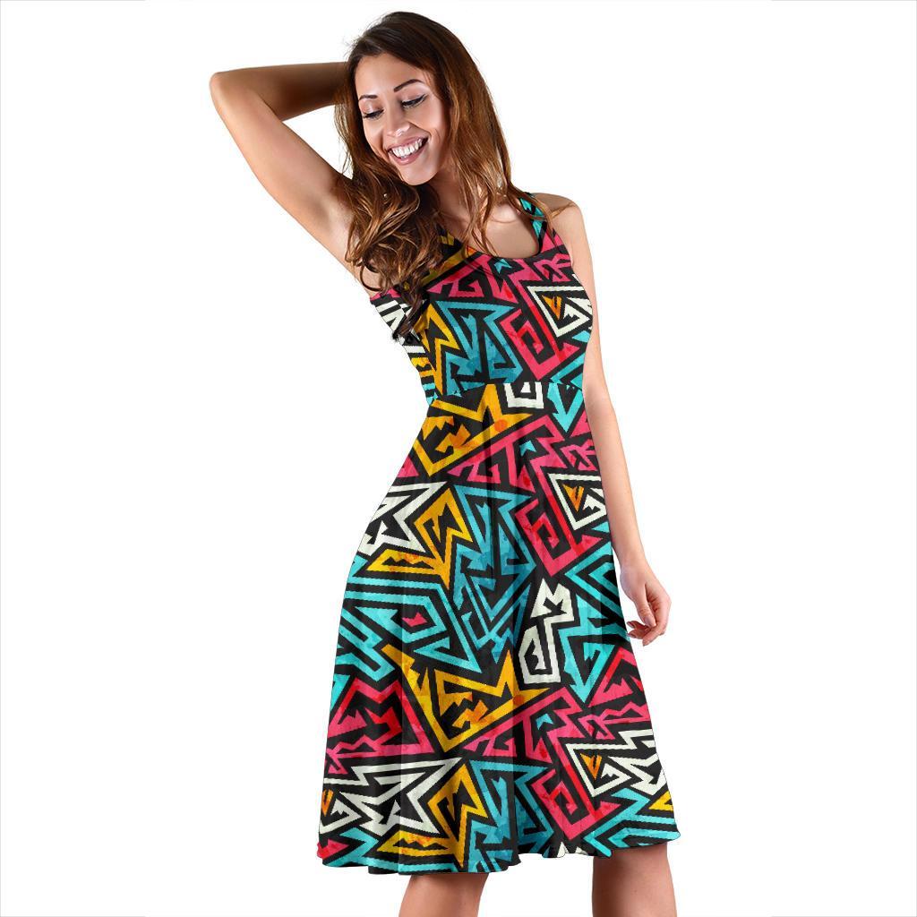 Funky Print Pattern Dress-grizzshop