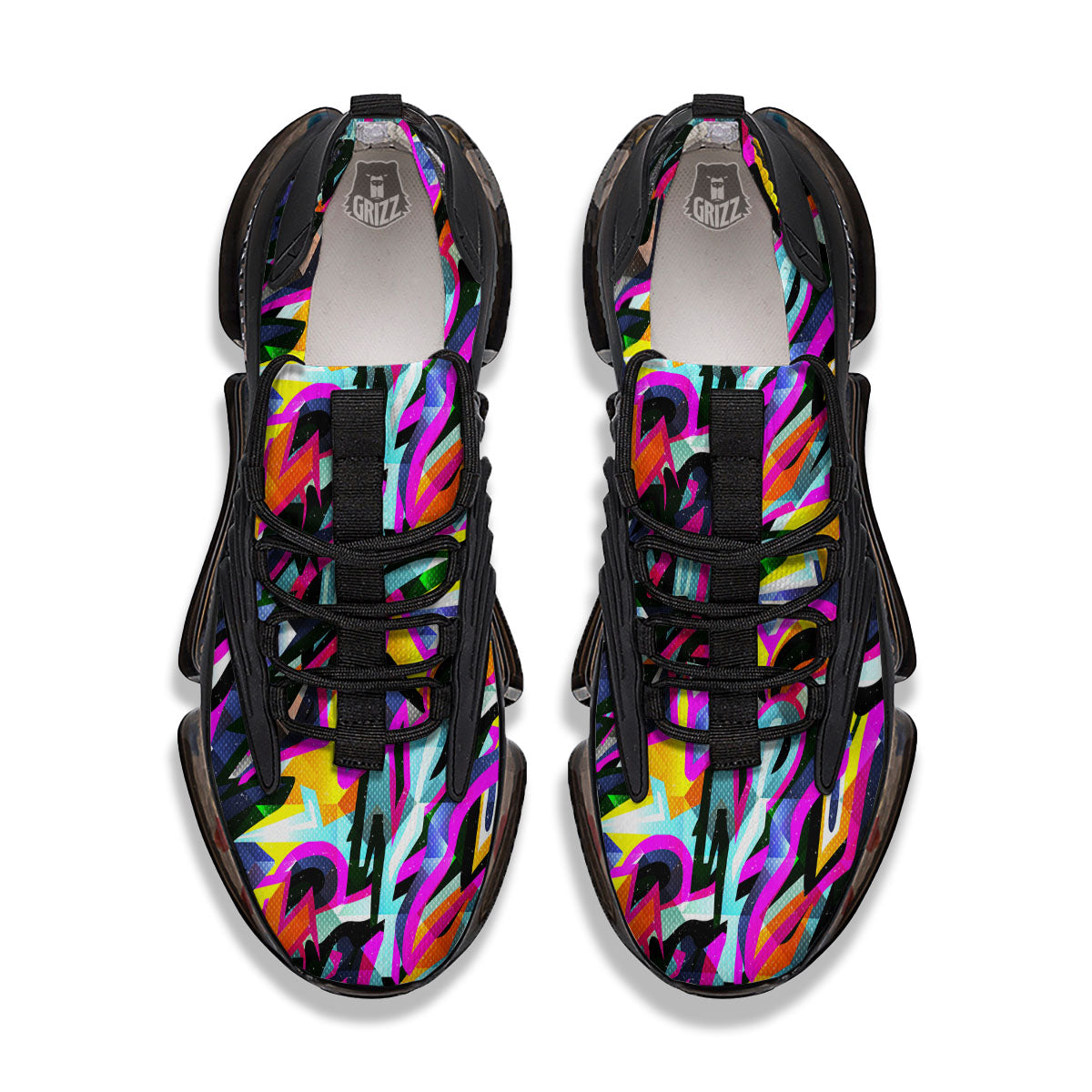 Funky Psychedelic Print Pattern Black Gym Shoes-grizzshop