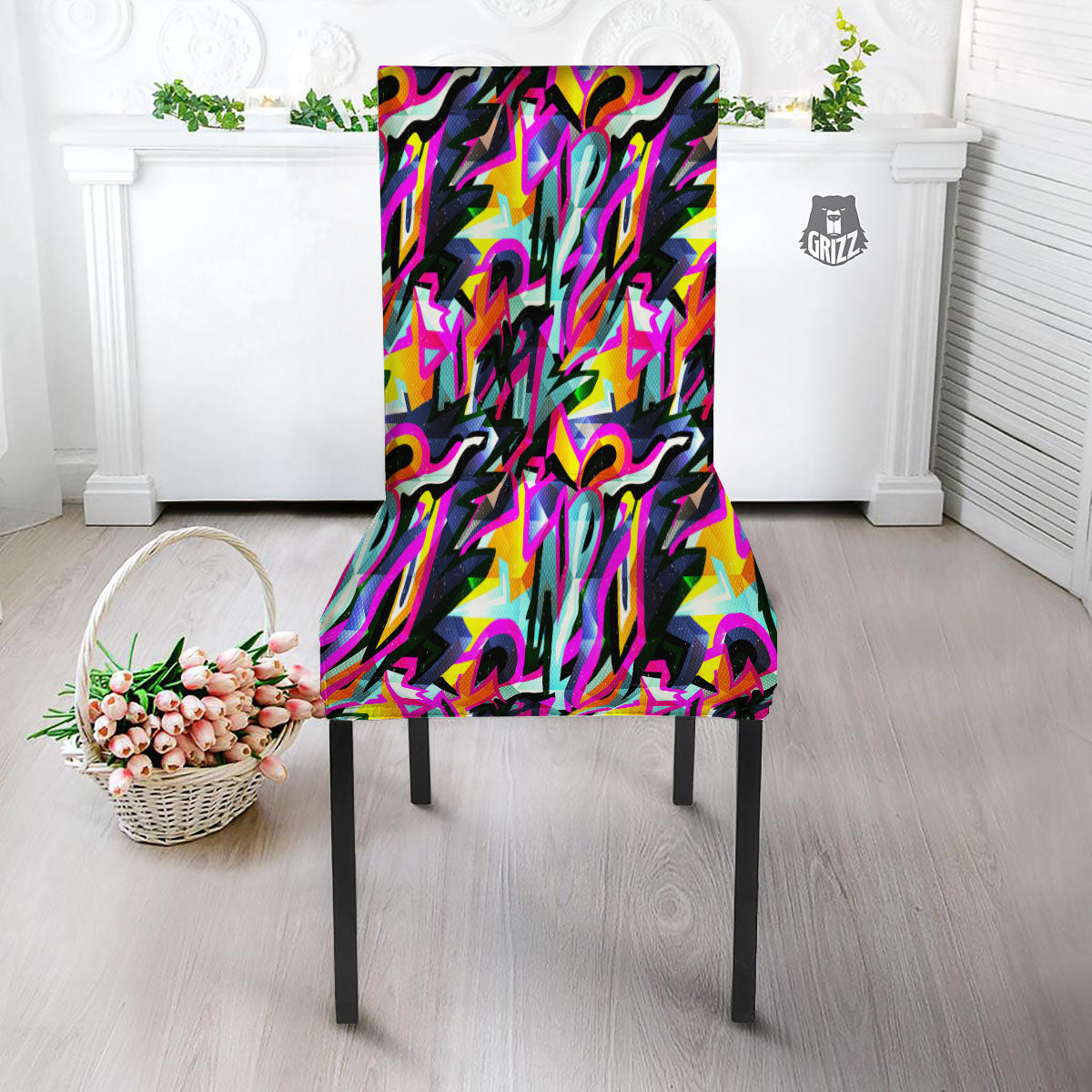 Funky Psychedelic Print Pattern Dining Chair Slipcover-grizzshop
