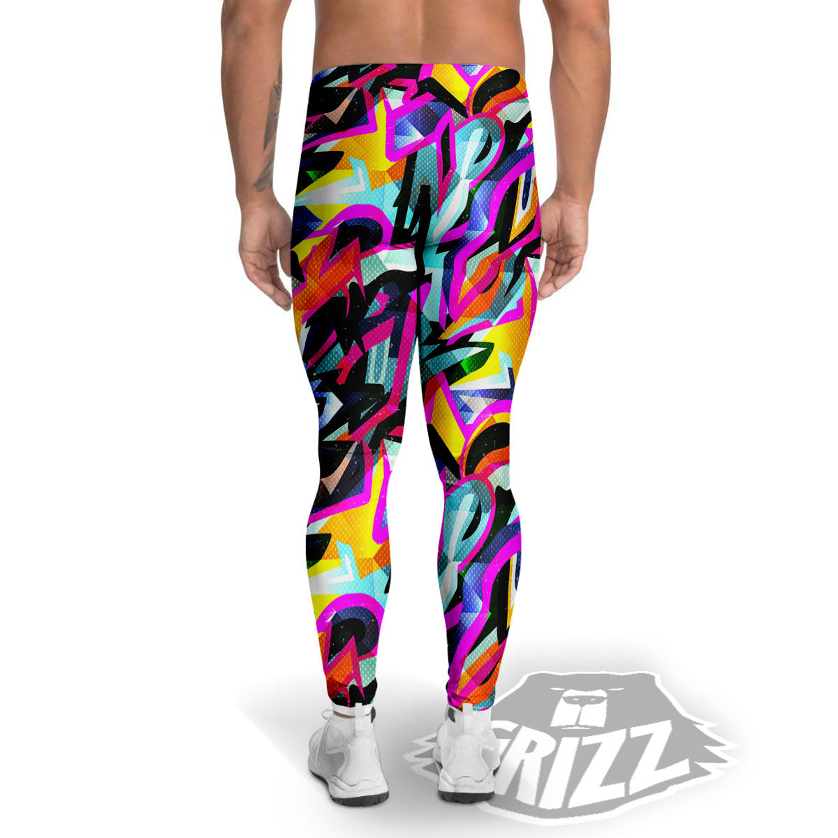 Funky Psychedelic Print Pattern Men's Leggings-grizzshop