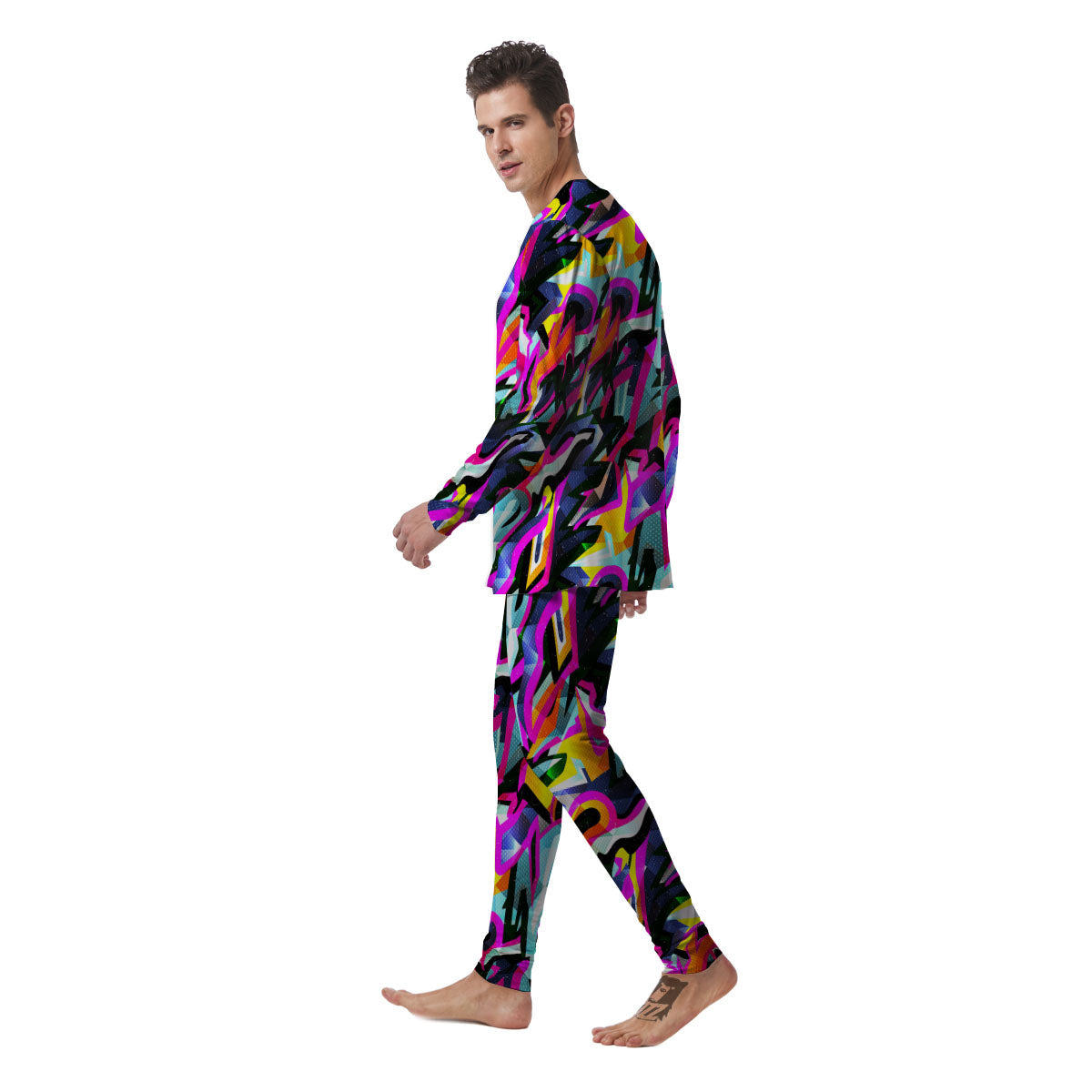 Funky Psychedelic Print Pattern Men's Pajamas-grizzshop