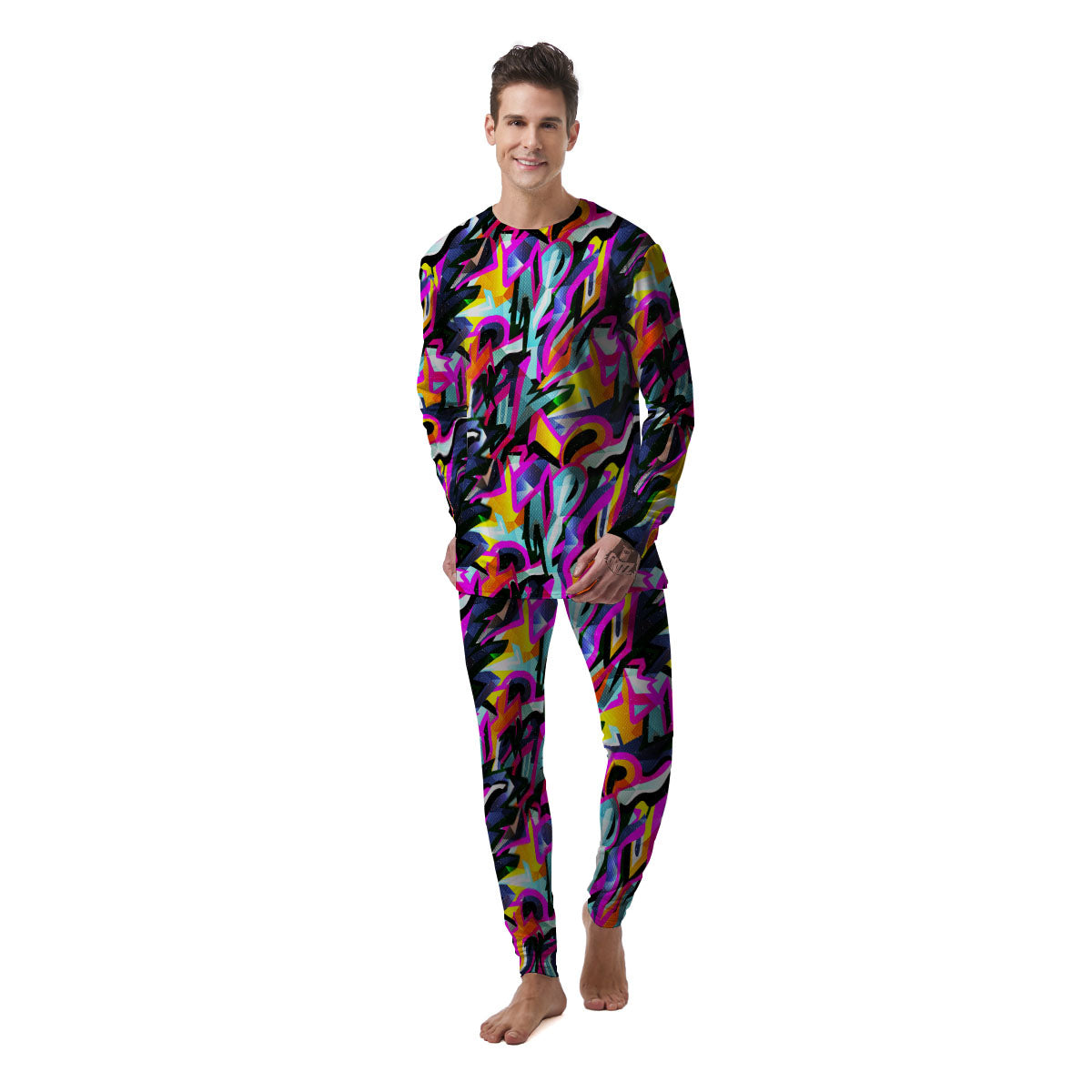 Funky Psychedelic Print Pattern Men's Pajamas-grizzshop