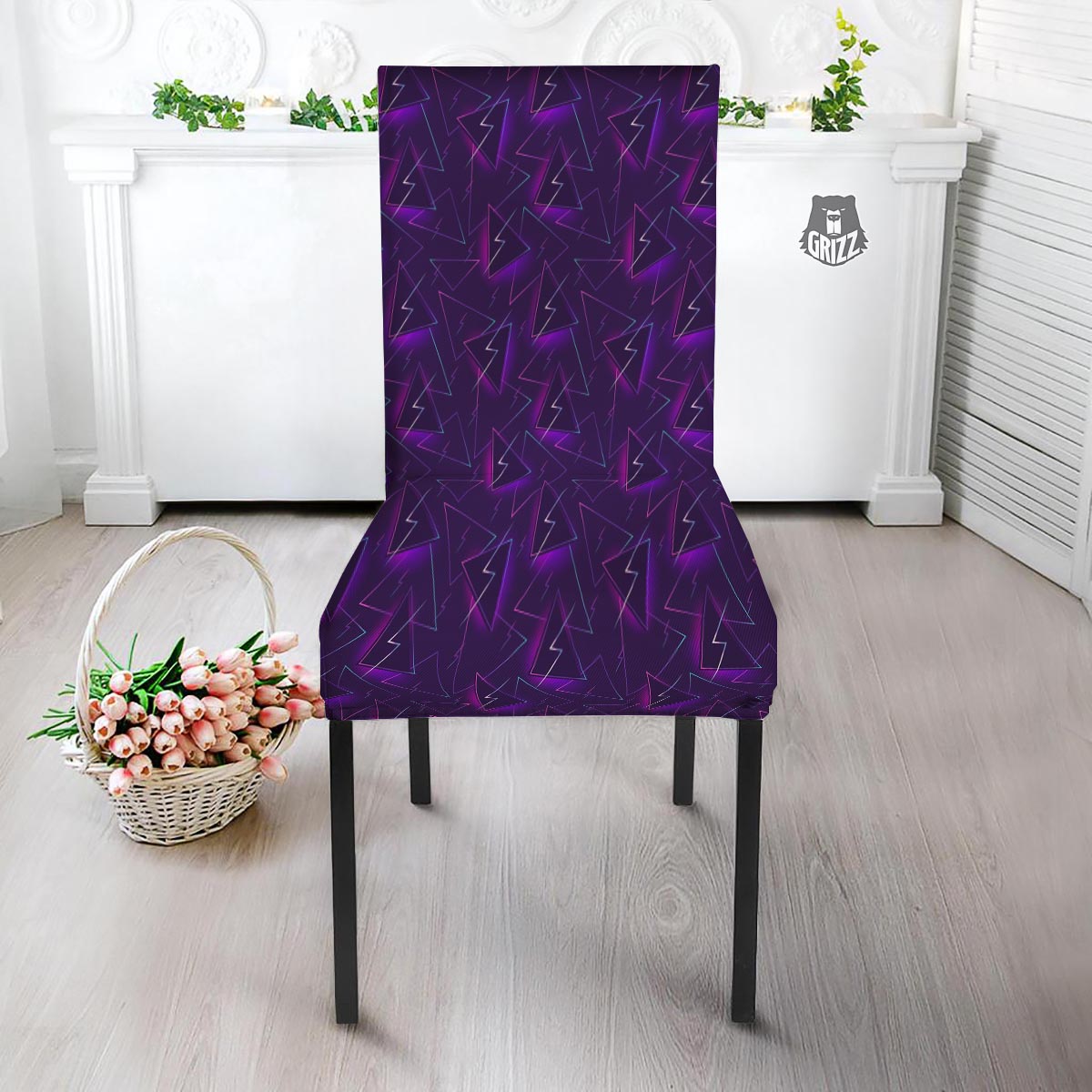 Funky Retro Print Pattern Dining Chair Slipcover-grizzshop