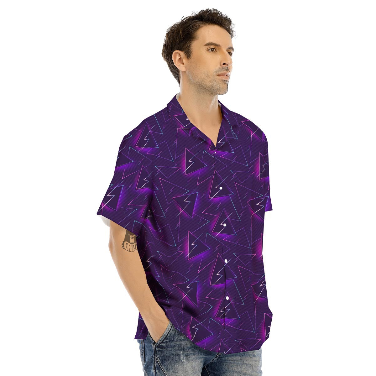 Funky Retro Print Pattern Men's Hawaiian Shirt-grizzshop