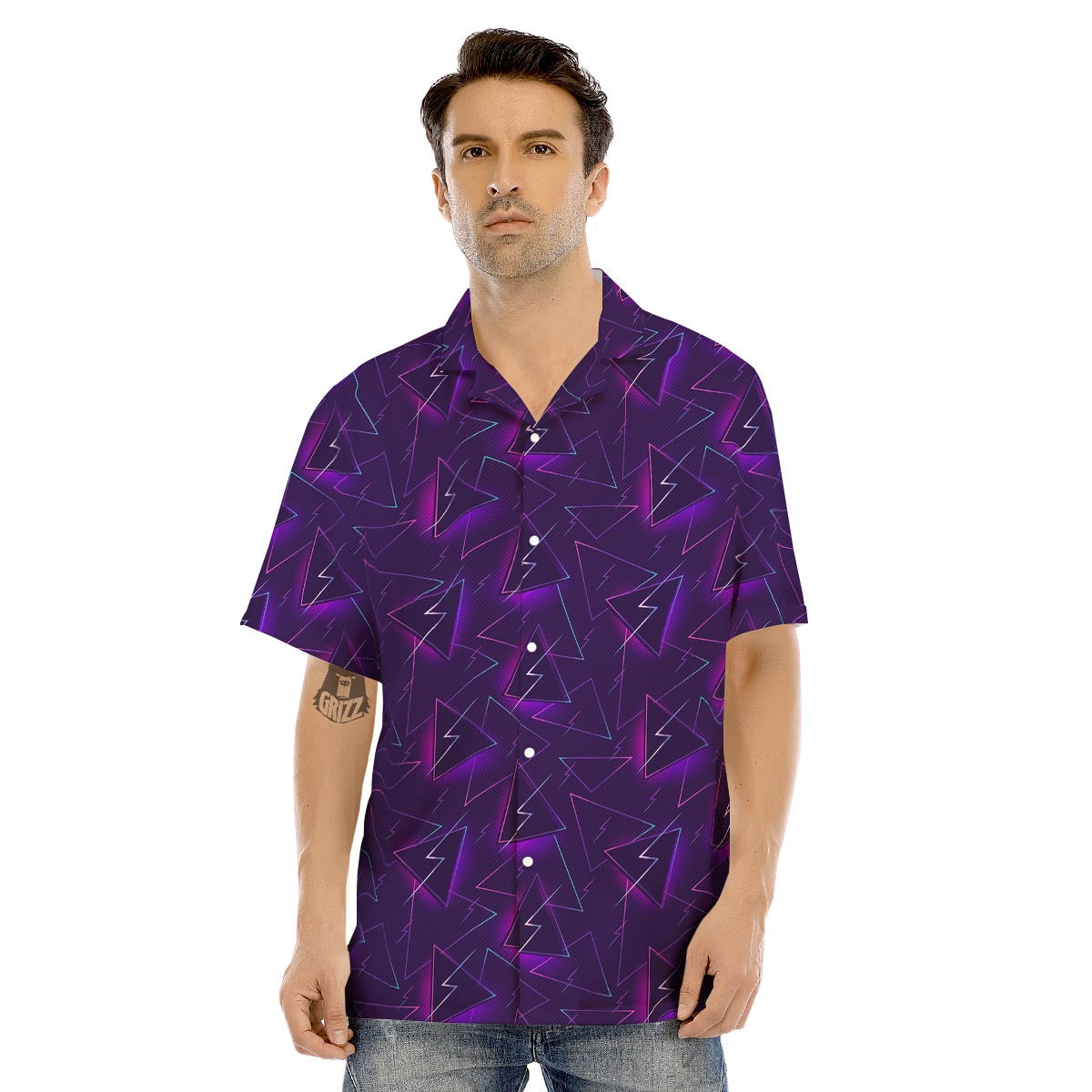 Funky Retro Print Pattern Men's Hawaiian Shirt-grizzshop
