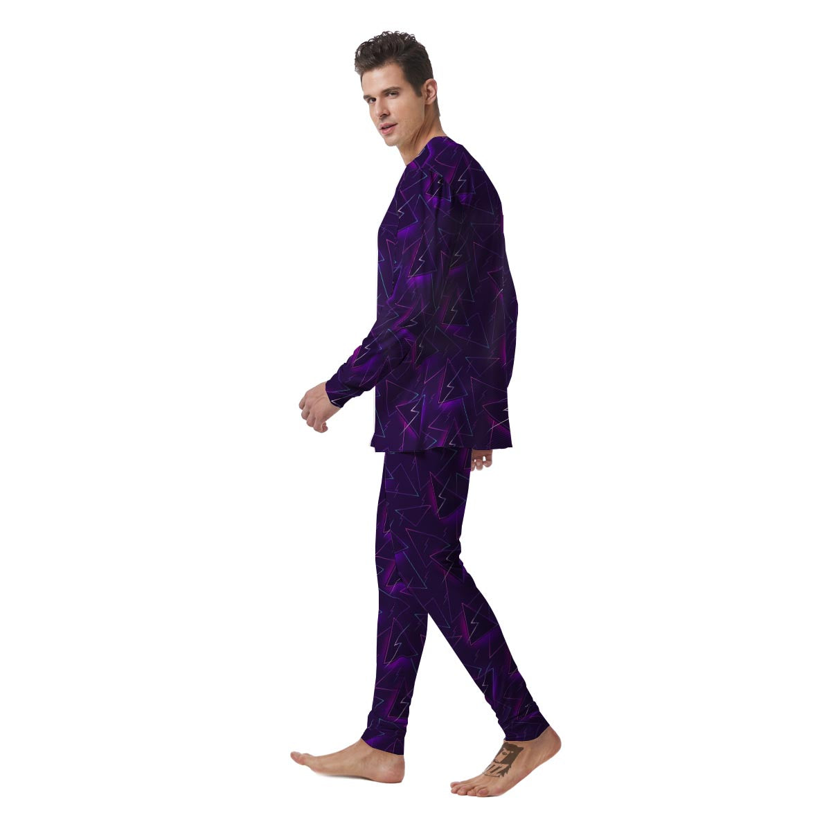 Funky Retro Print Pattern Men's Pajamas-grizzshop
