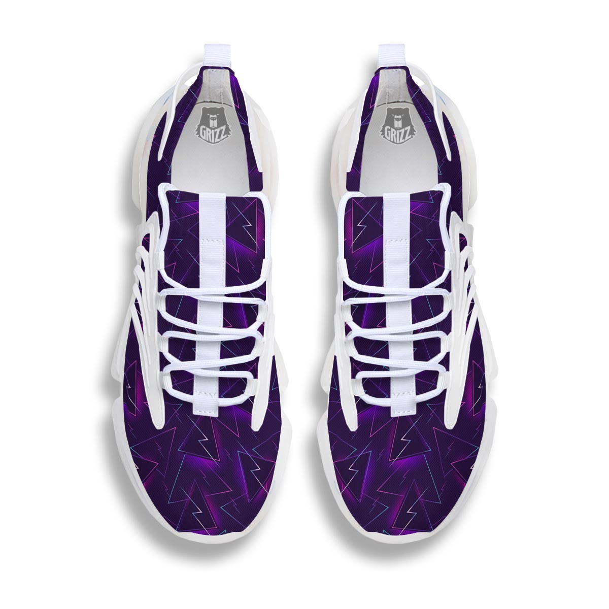 Funky Retro Print Pattern White Gym Shoes-grizzshop