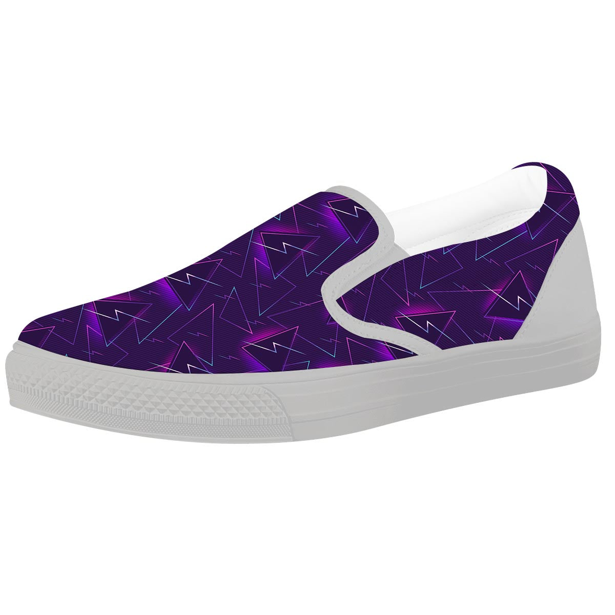 Funky Retro Print Pattern White Slip On Shoes-grizzshop
