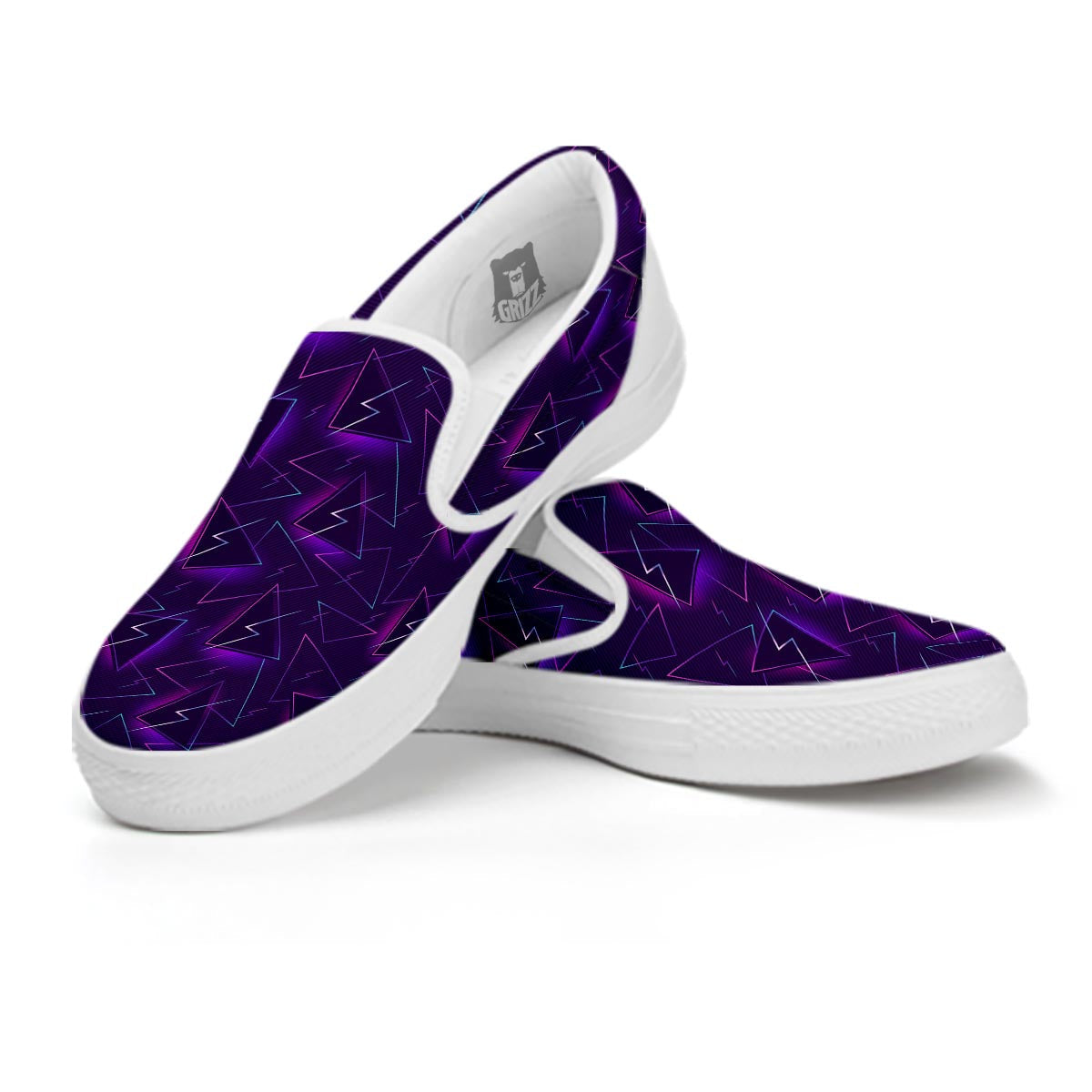Funky Retro Print Pattern White Slip On Shoes-grizzshop