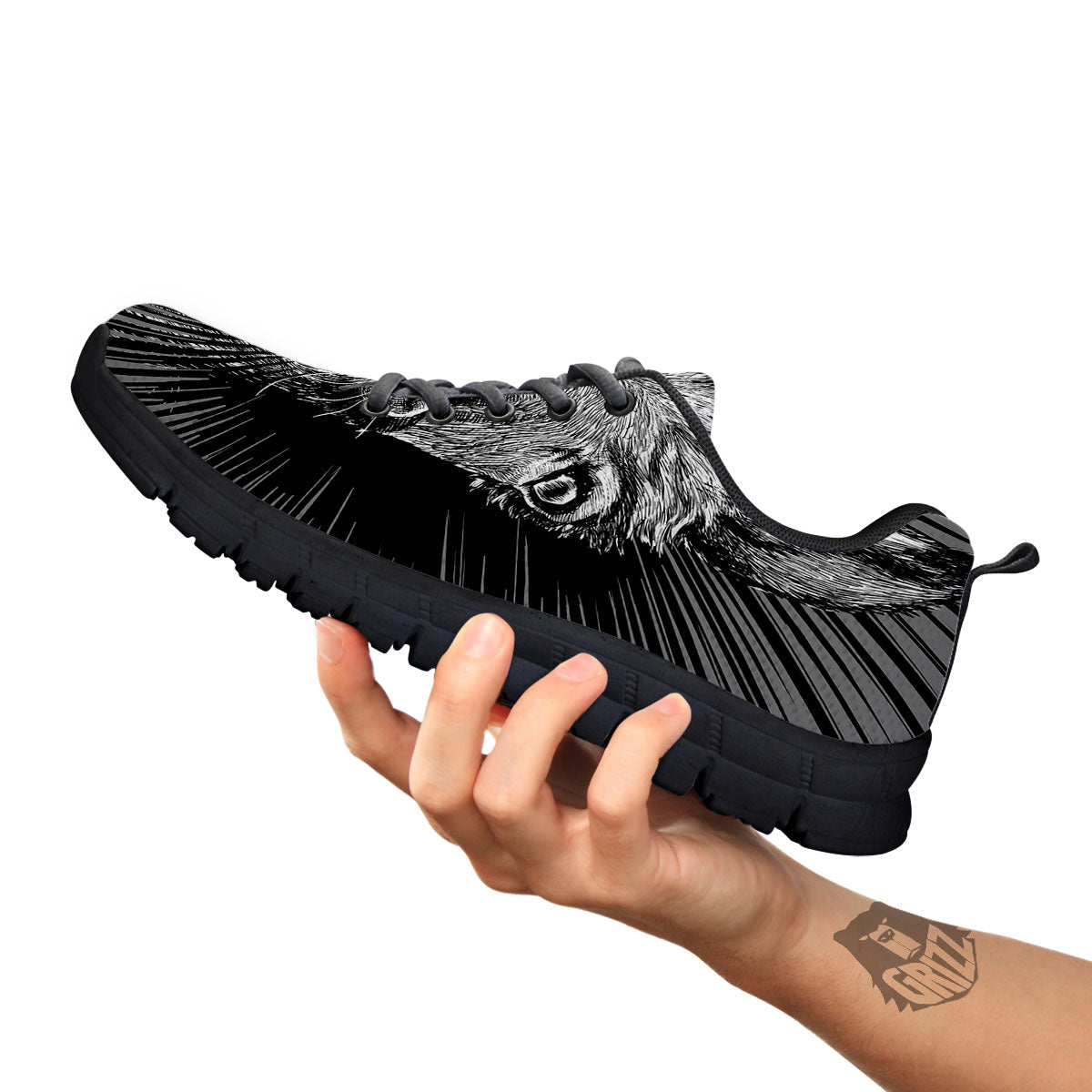 Funny Donkey White And Black Print Black Sneaker-grizzshop
