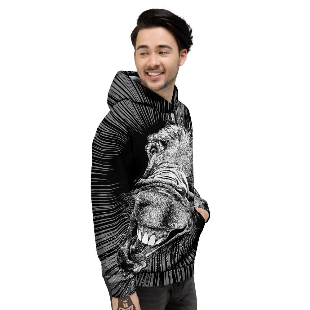 Funny Donkey White And Black Print Men's Hoodie-grizzshop