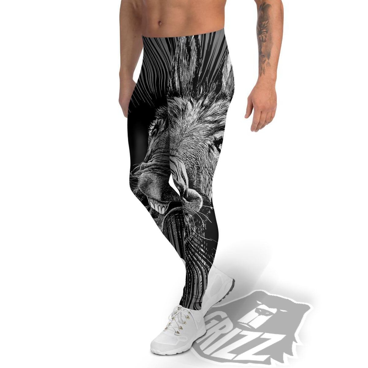 Funny Donkey White And Black Print Men's Leggings-grizzshop