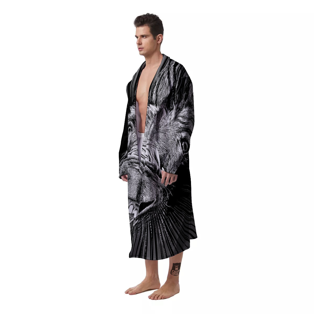 Funny Donkey White And Black Print Men's Robe-grizzshop