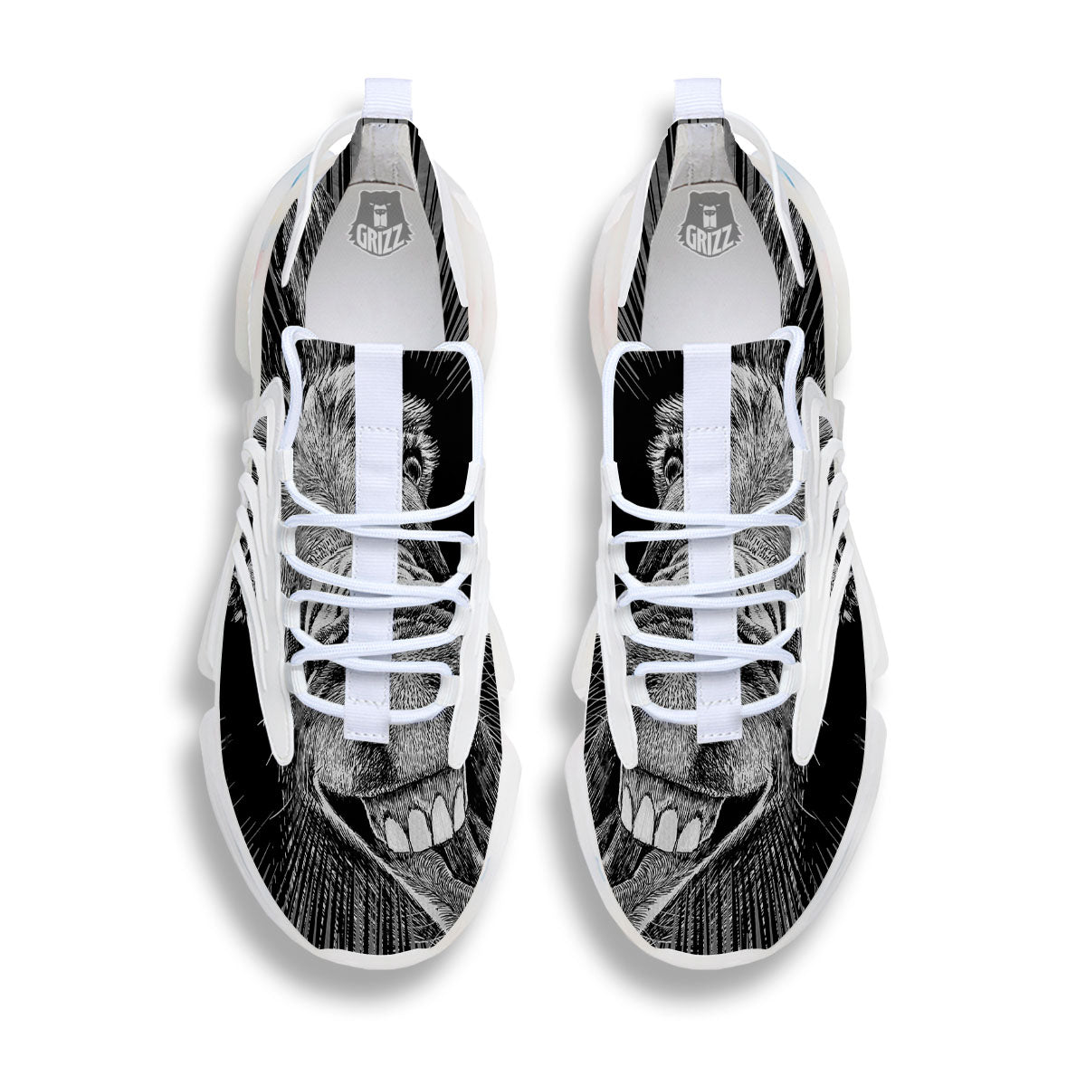 Funny Donkey White And Black Print White Gym Shoes-grizzshop