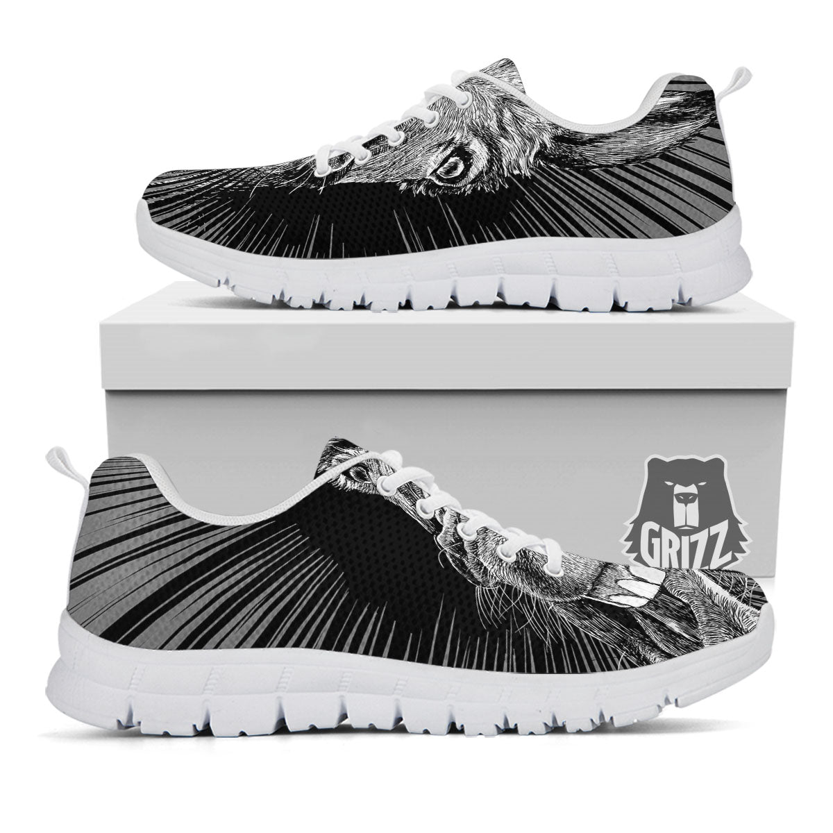 Funny Donkey White And Black Print White Sneaker-grizzshop