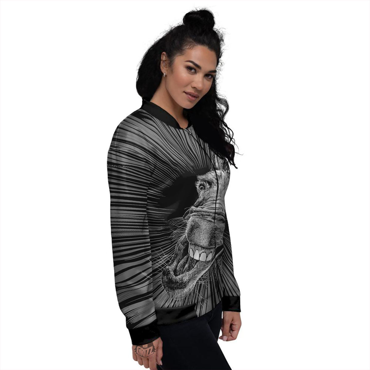 Funny Donkey White And Black Print Women's Bomber Jacket-grizzshop