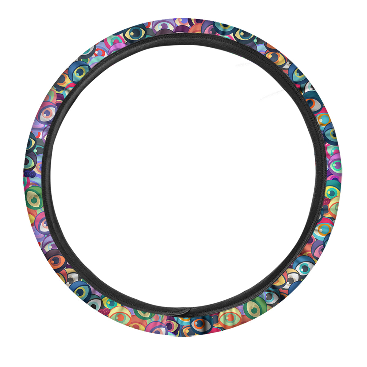 Funny Eyes Colorful Print Pattern Car Steering Wheel Cover-grizzshop