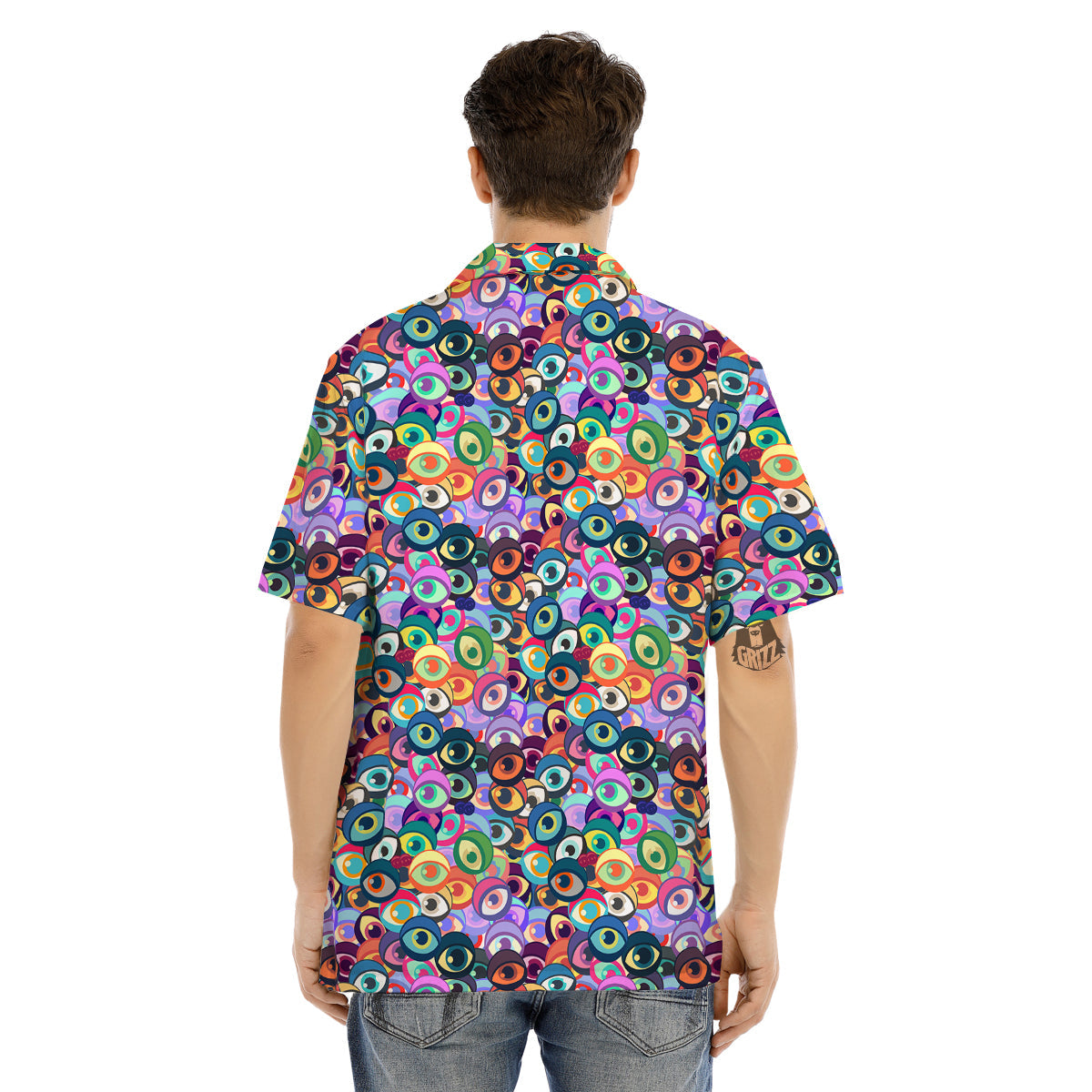 Funny Eyes Colorful Print Pattern Men's Hawaiian Shirt-grizzshop