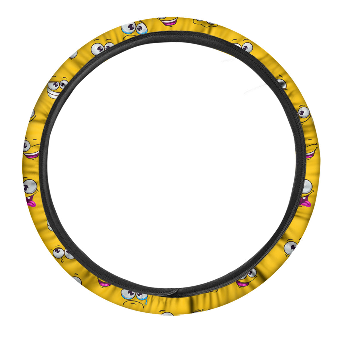 Funny Face Emoji Cartoon Print Pattern Car Steering Wheel Cover-grizzshop