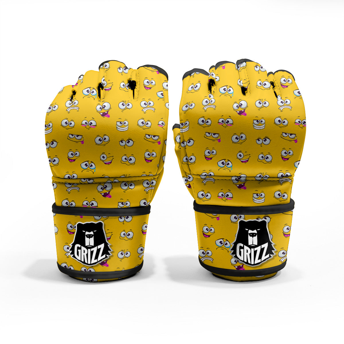 Funny Face Emoji Cartoon Print Pattern MMA Gloves-grizzshop