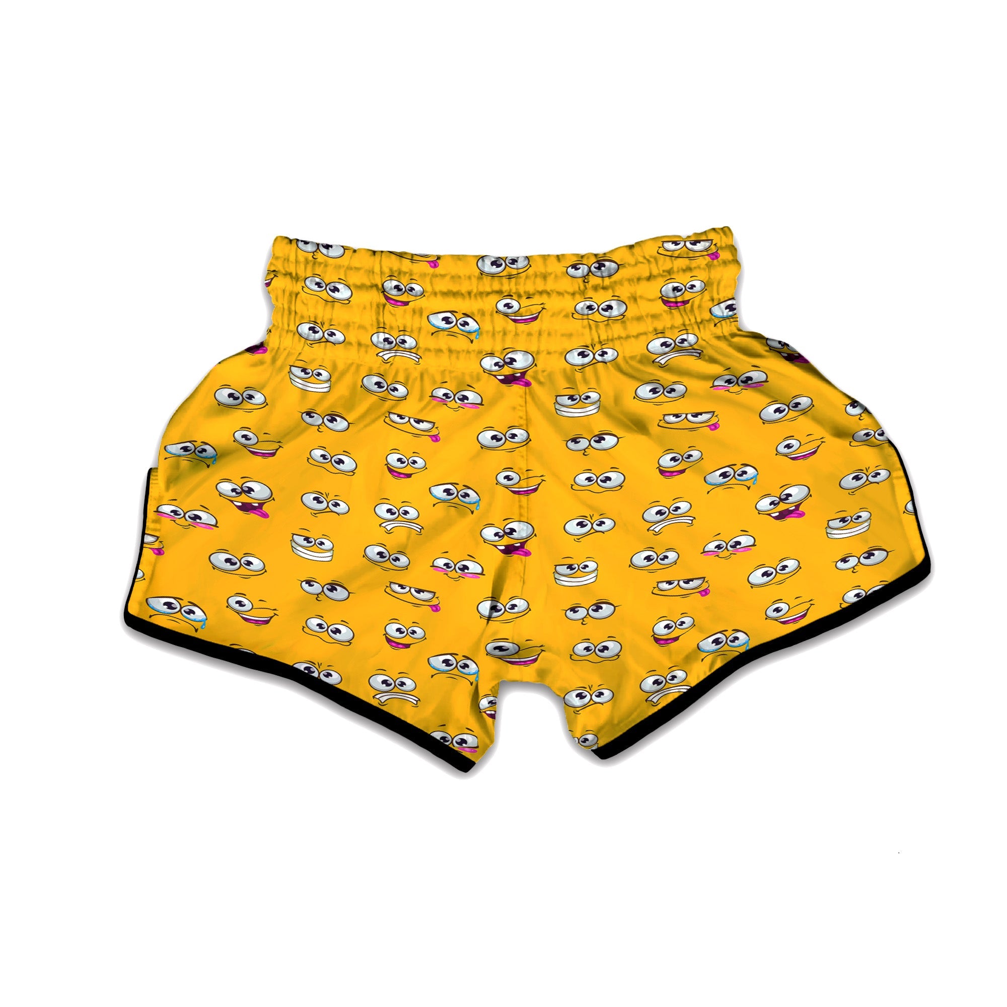 Funny Face Emoji Cartoon Print Pattern Muay Thai Boxing Shorts-grizzshop