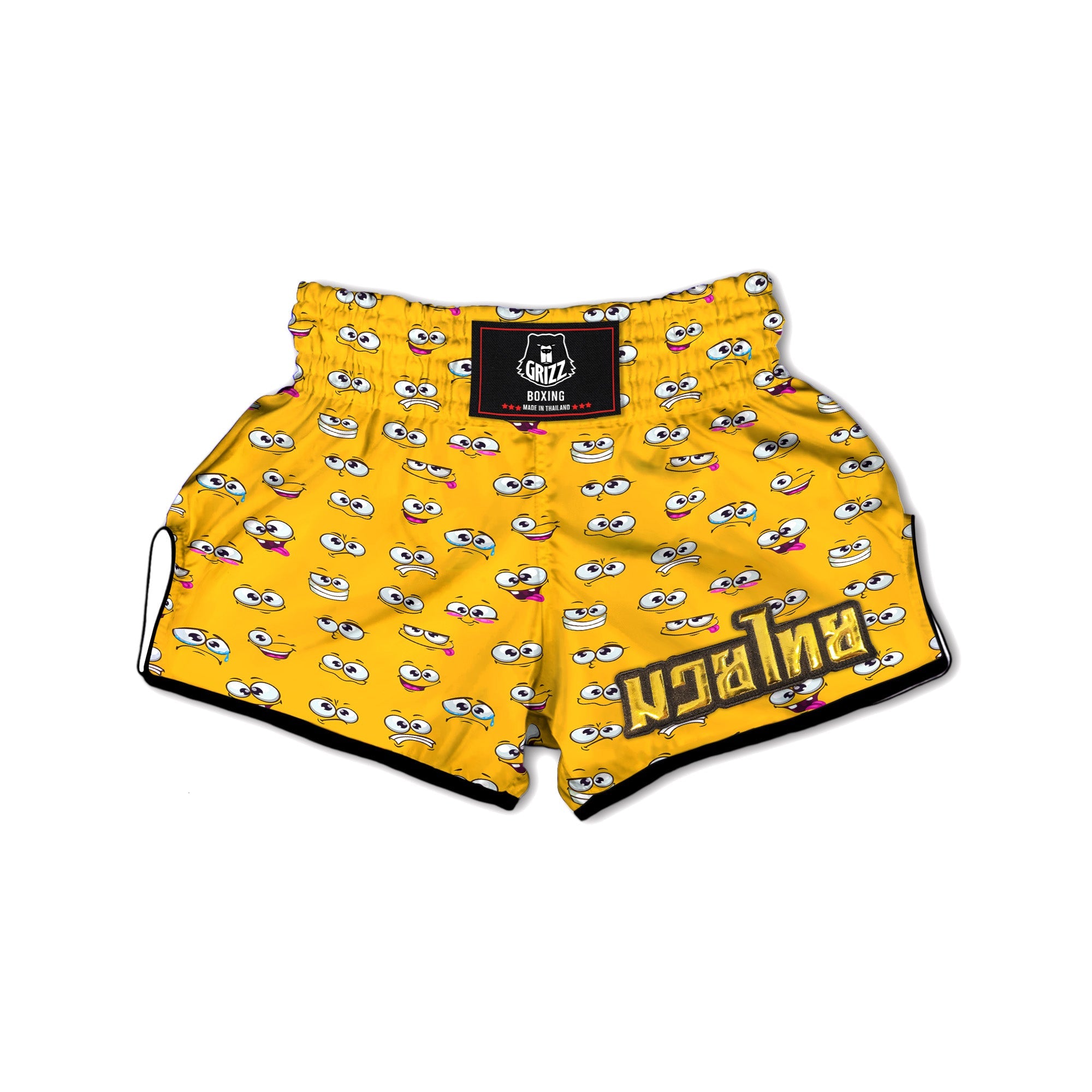 Funny Face Emoji Cartoon Print Pattern Muay Thai Boxing Shorts-grizzshop