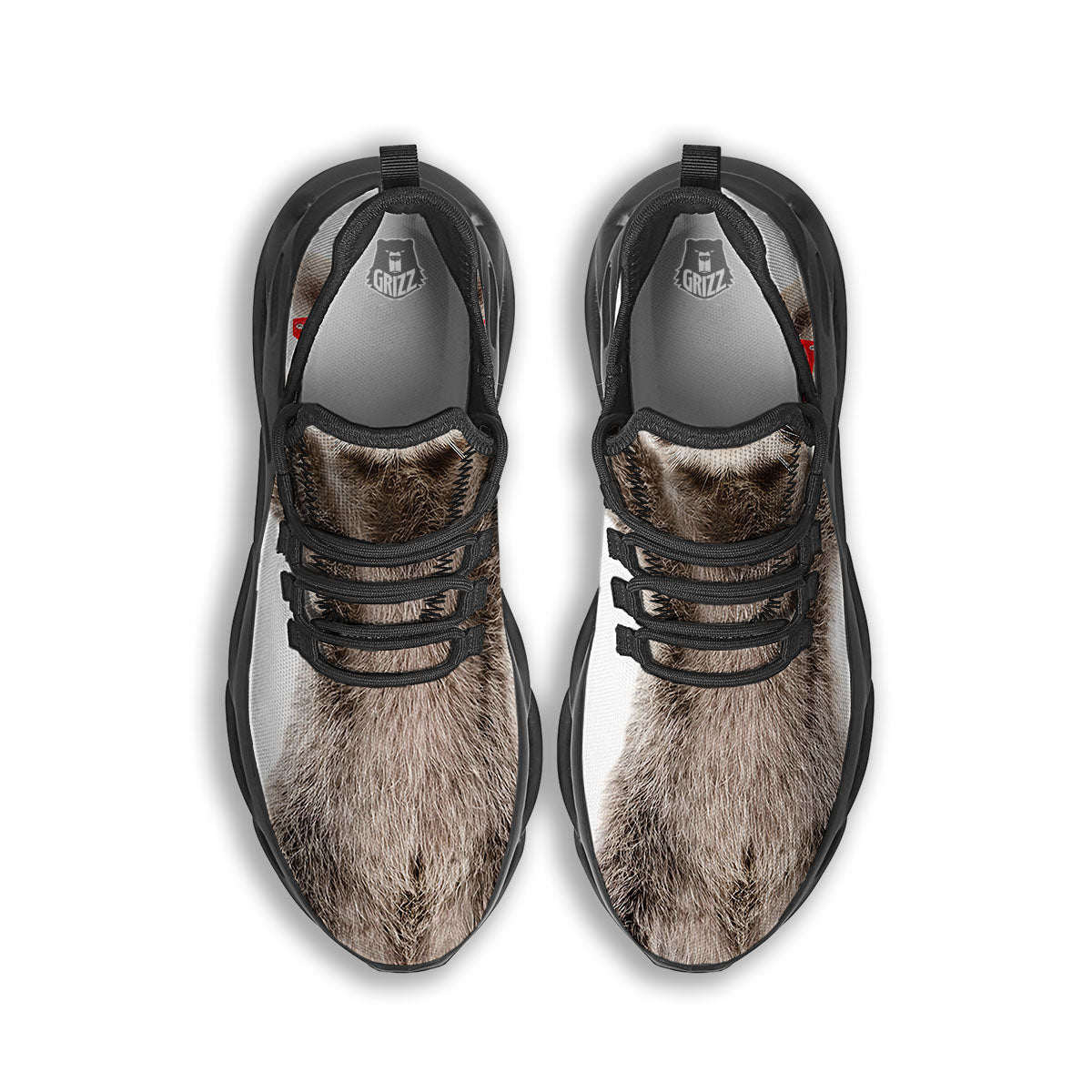 Funny Raccoon Print Black Running Shoes-grizzshop