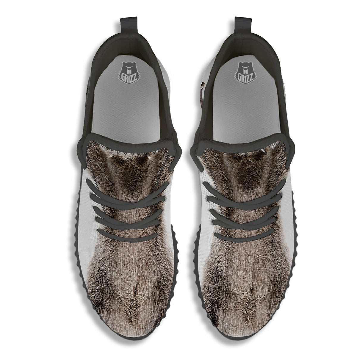Funny Raccoon Print Black Walking Shoes-grizzshop
