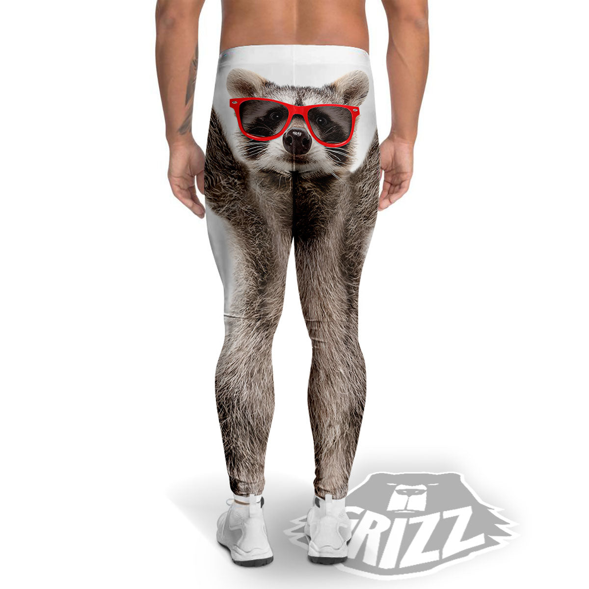 Funny Raccoon Print Men's Leggings-grizzshop