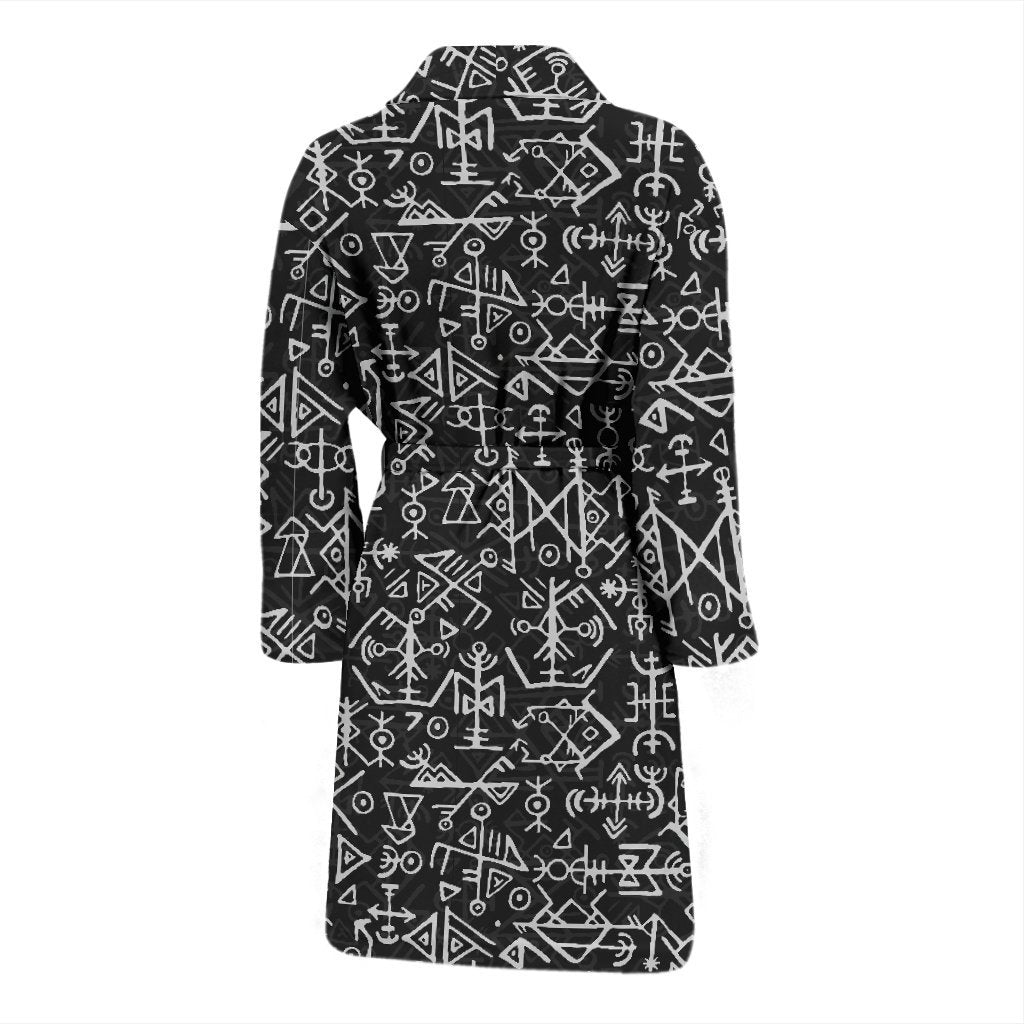 Futhark Norse Runes Scandinavian Viking Pattern Print Men Long Robe-grizzshop