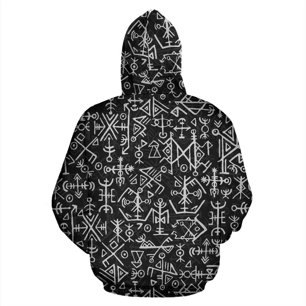 Futhark Norse Runes Scandinavian Viking Pattern Print Women Men Pullover Hoodie-grizzshop