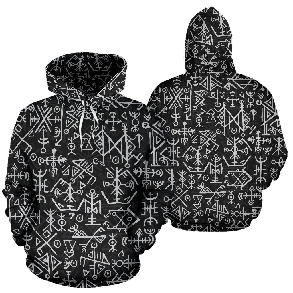 Futhark Norse Runes Scandinavian Viking Pattern Print Women Men Pullover Hoodie-grizzshop