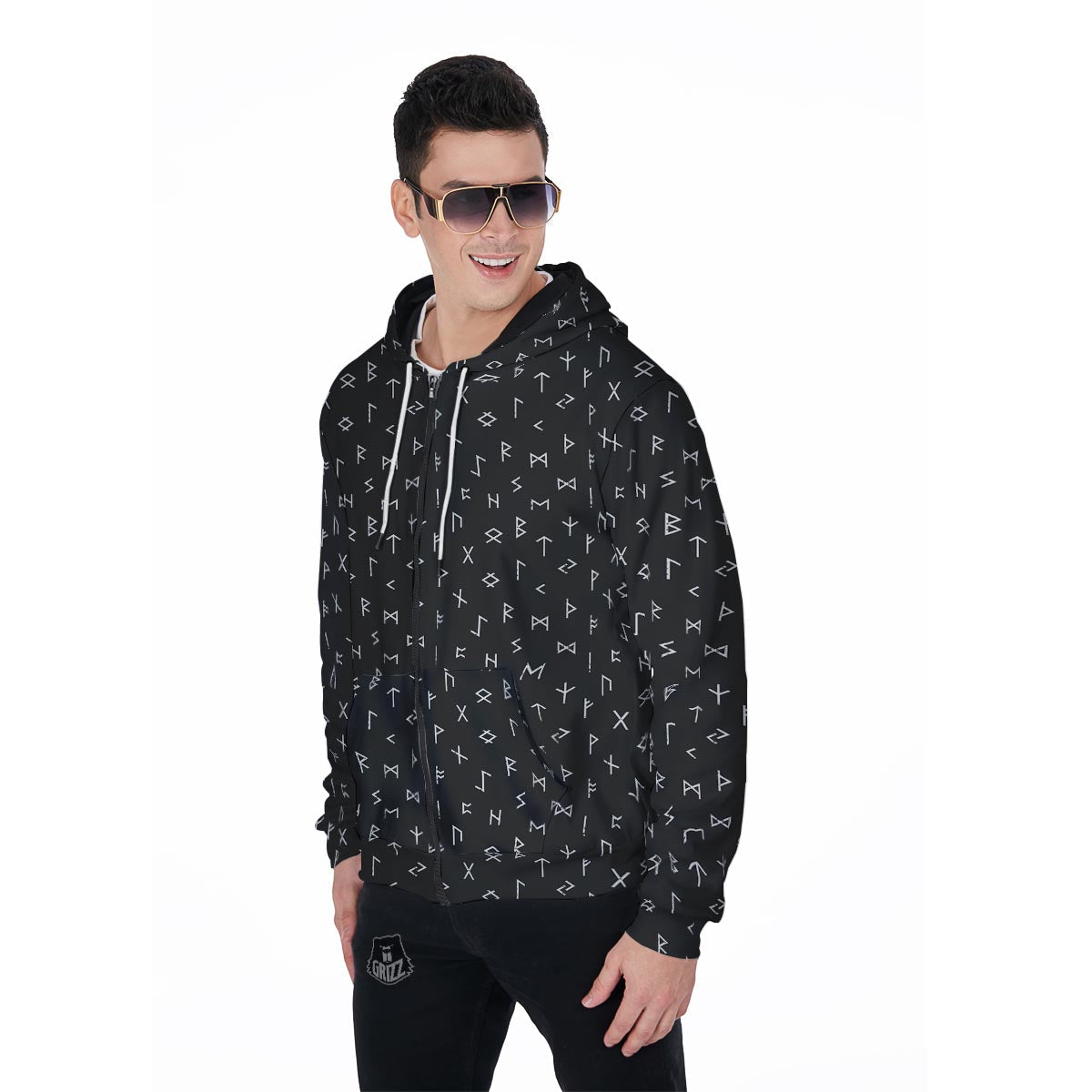 Futhark Viking Men's Zip Up Hoodie-grizzshop