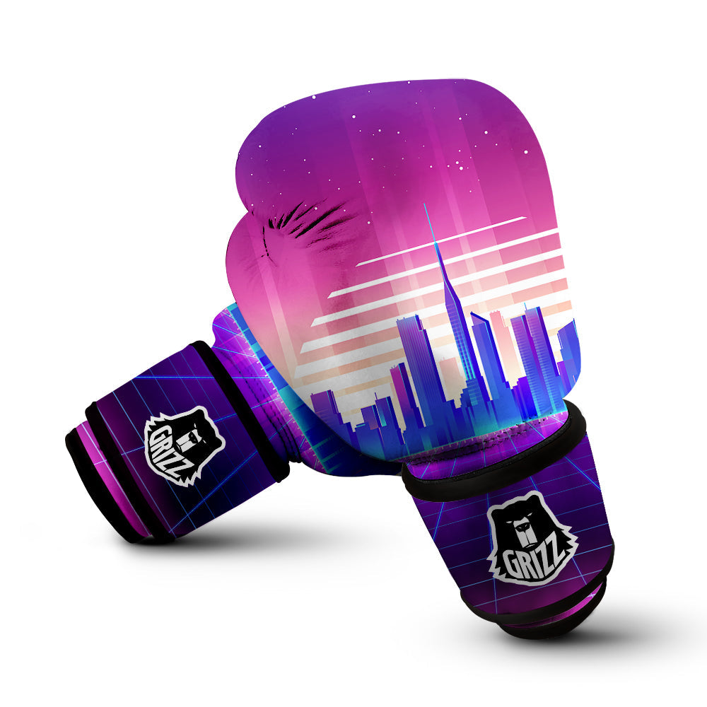 Futuristic City Print Boxing Gloves-grizzshop