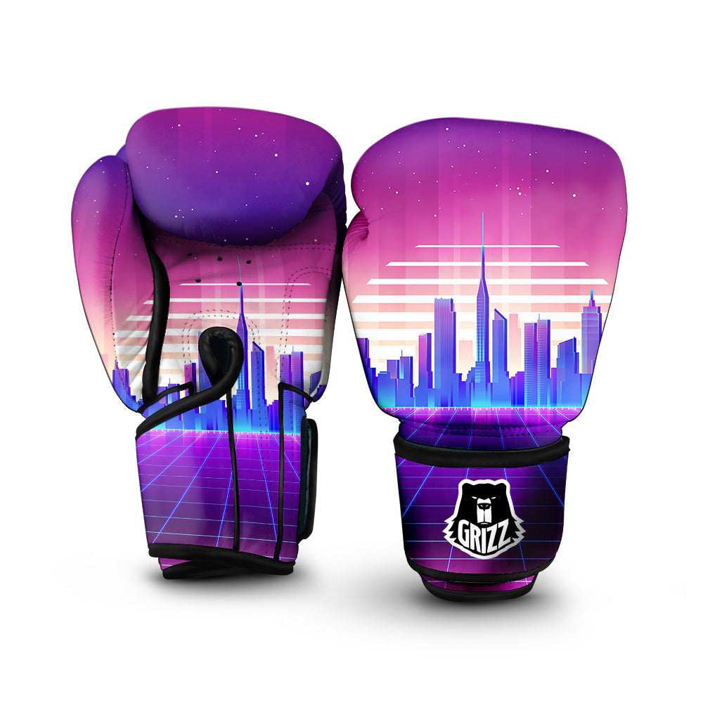 Futuristic City Print Boxing Gloves-grizzshop