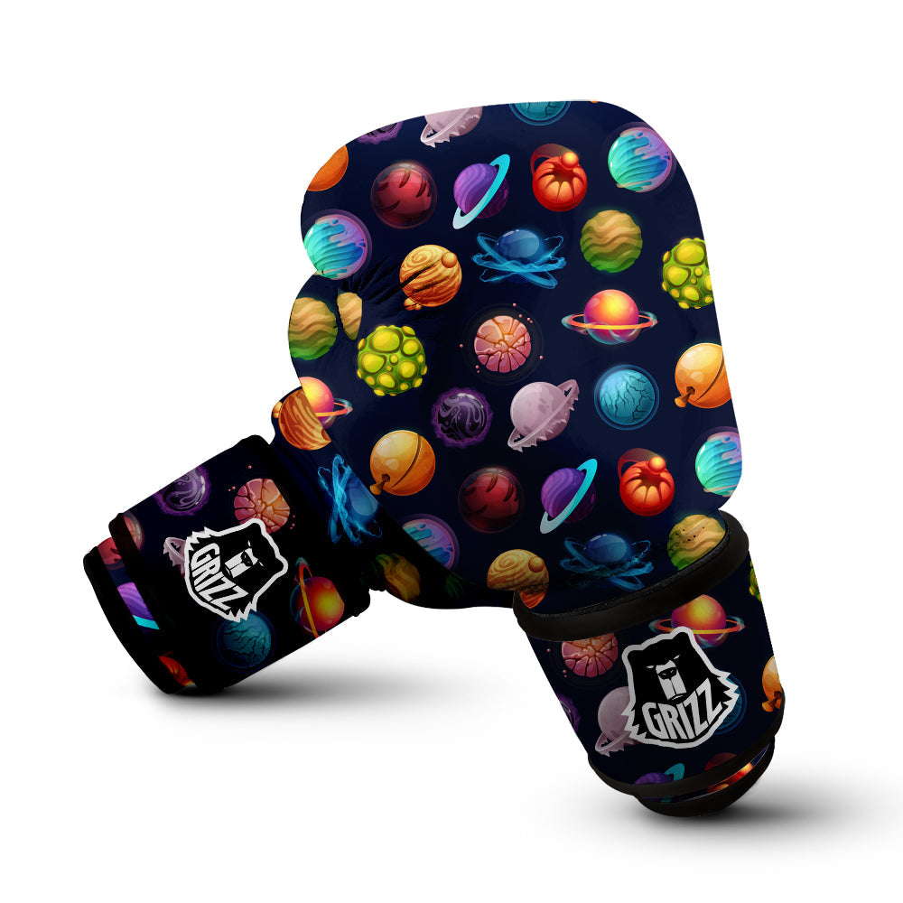 Futuristic Planets And Stars Colorful Print Pattern Boxing Gloves-grizzshop