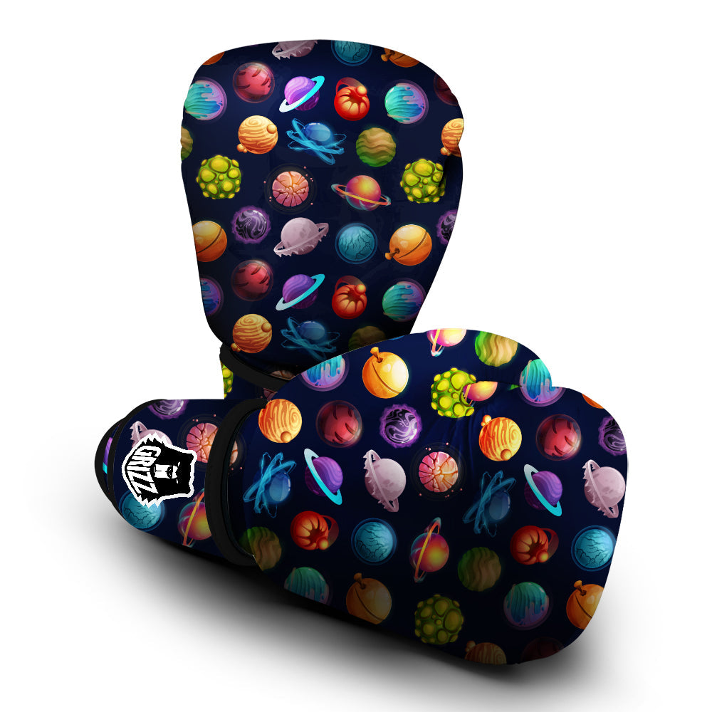 Futuristic Planets And Stars Colorful Print Pattern Boxing Gloves-grizzshop