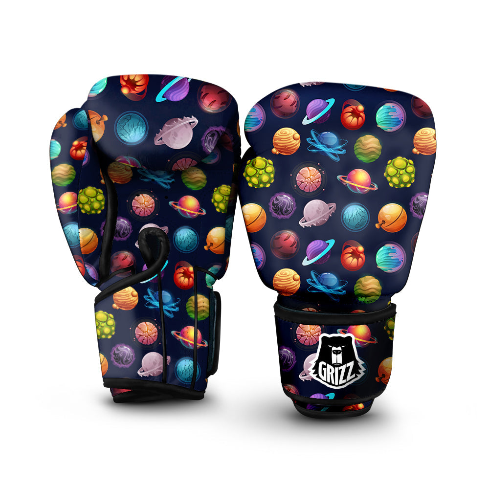 Futuristic Planets And Stars Colorful Print Pattern Boxing Gloves-grizzshop