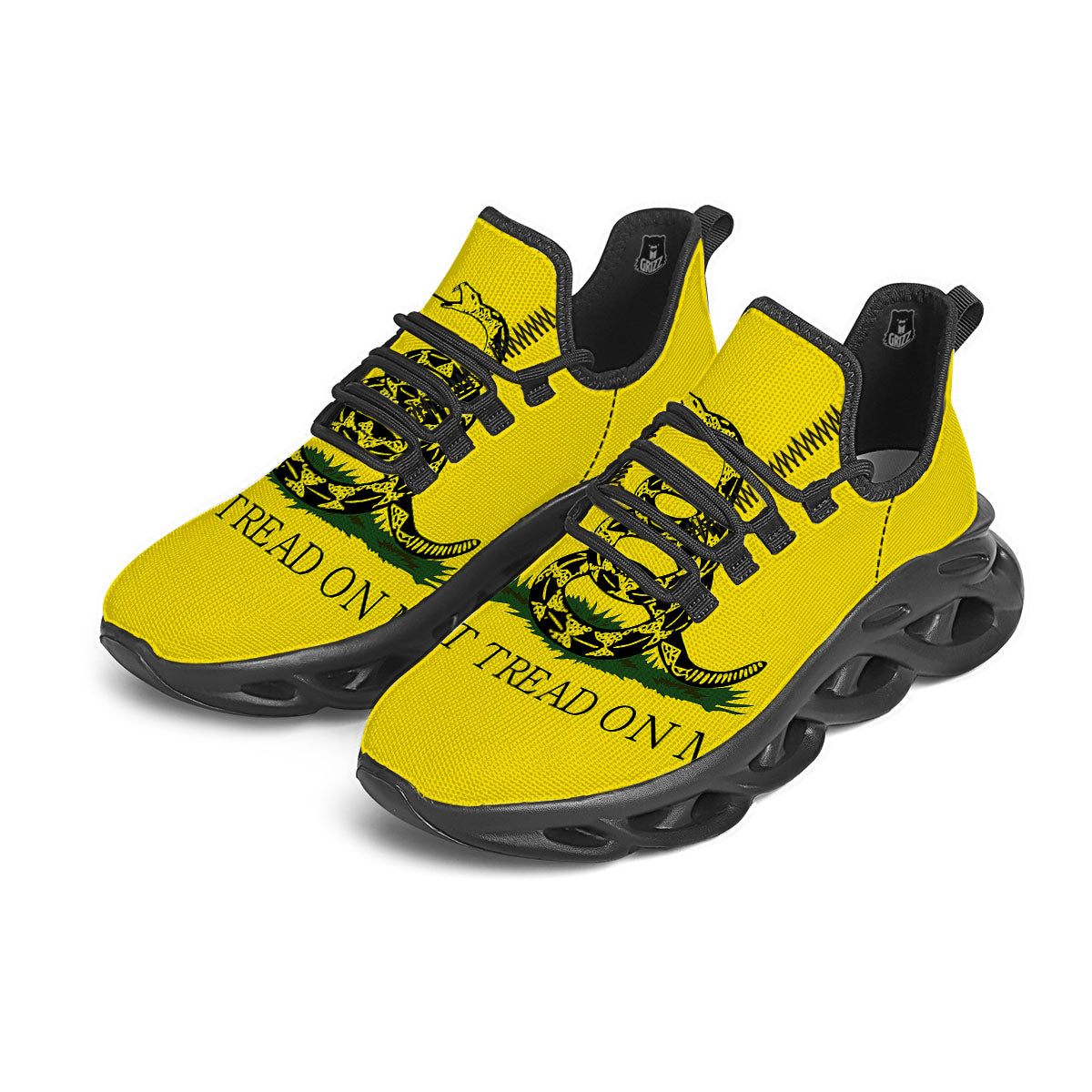 Gadsden Flag Don't Tread On Me Print Black Running Shoes-grizzshop