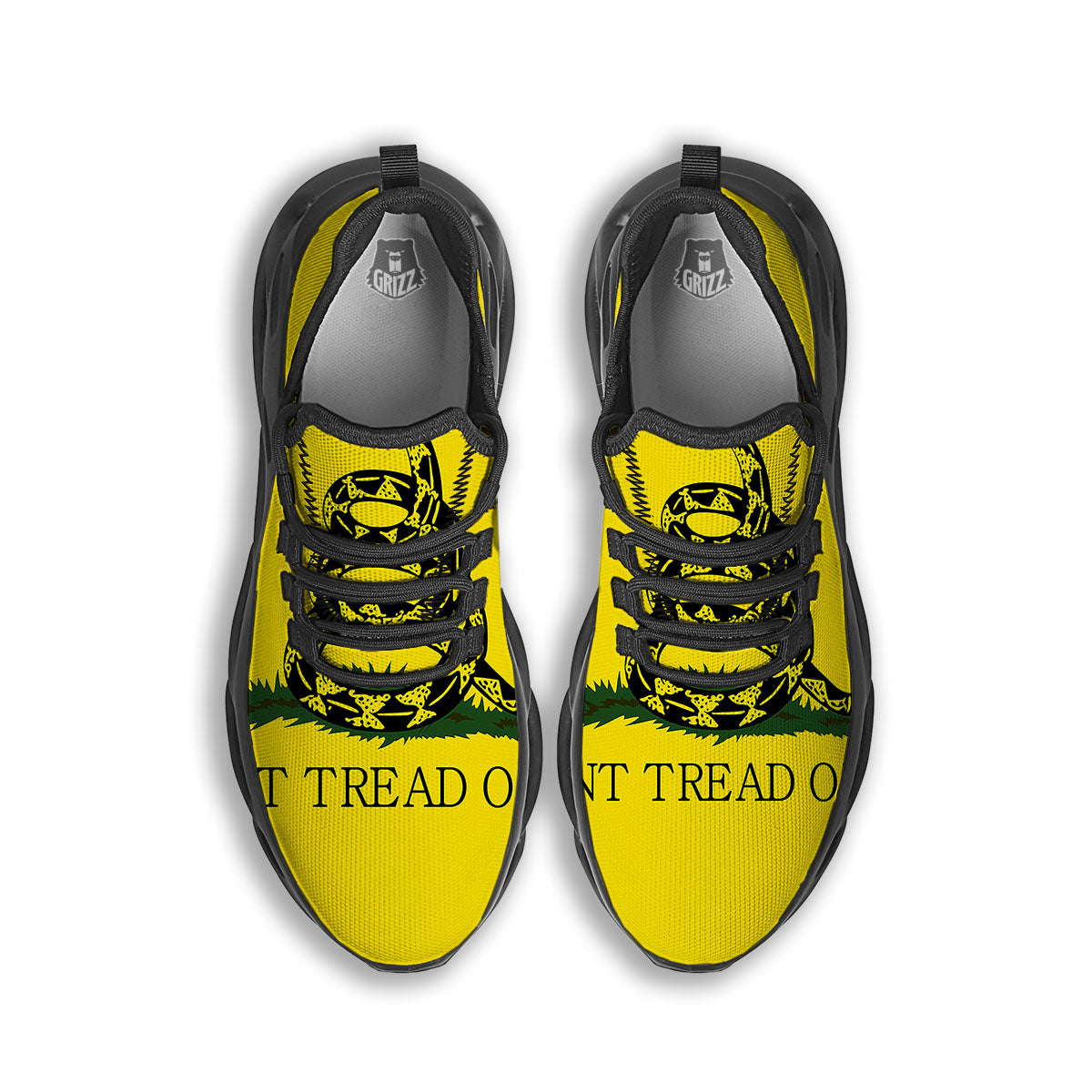 Gadsden Flag Don't Tread On Me Print Black Running Shoes-grizzshop