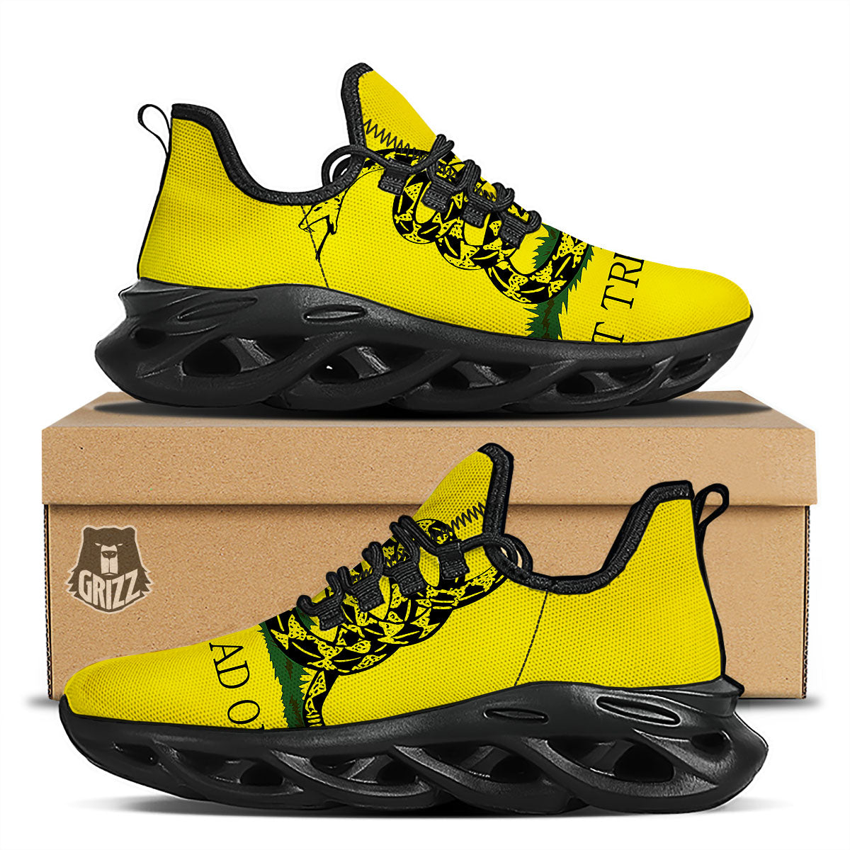 Gadsden Flag Don't Tread On Me Print Black Running Shoes-grizzshop