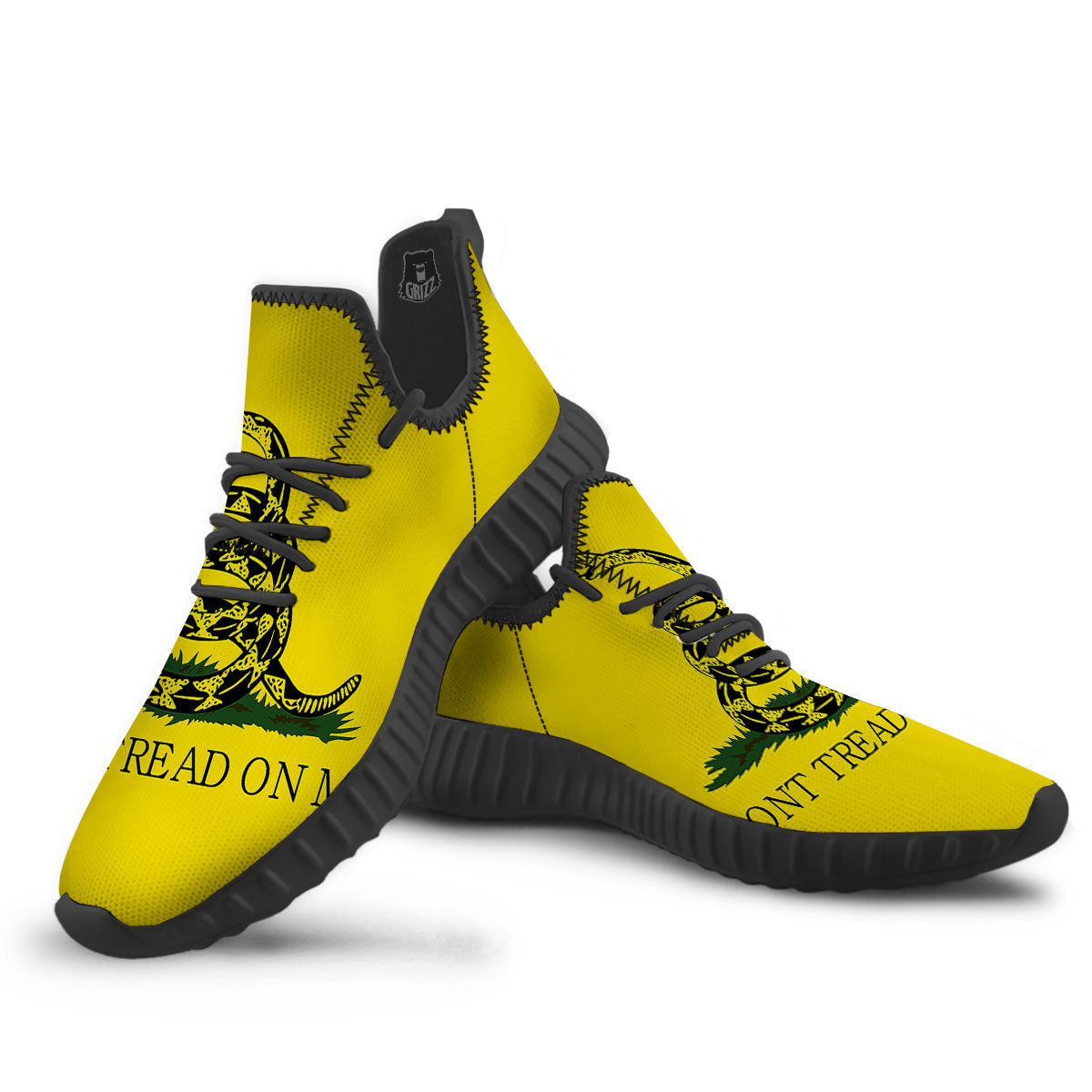 Gadsden Flag Don't Tread On Me Print Black Walking Shoes-grizzshop