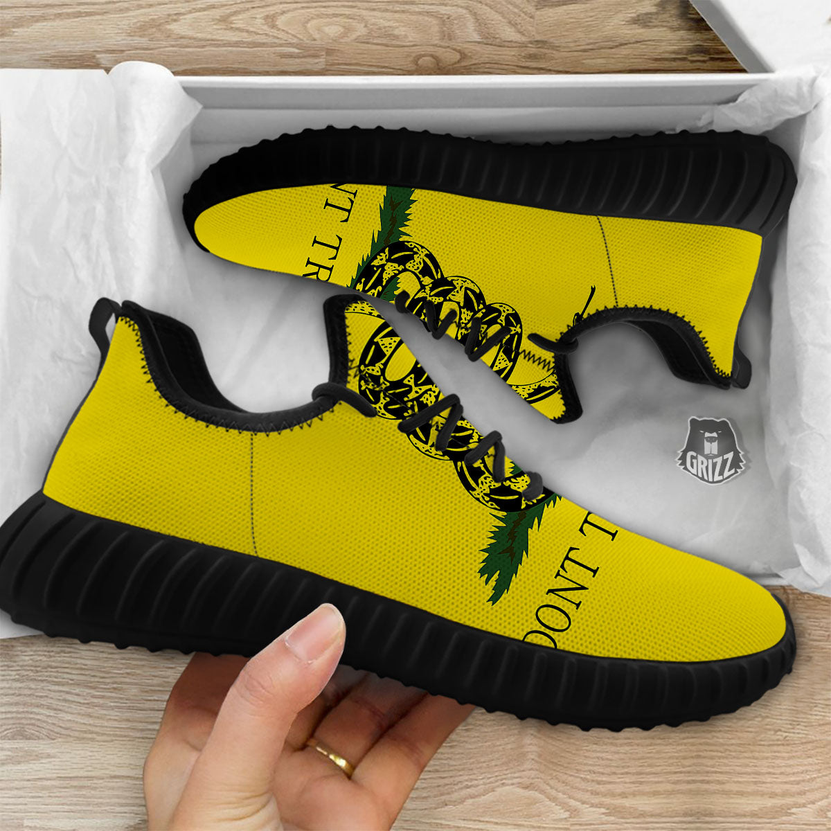 Gadsden Flag Don't Tread On Me Print Black Walking Shoes-grizzshop
