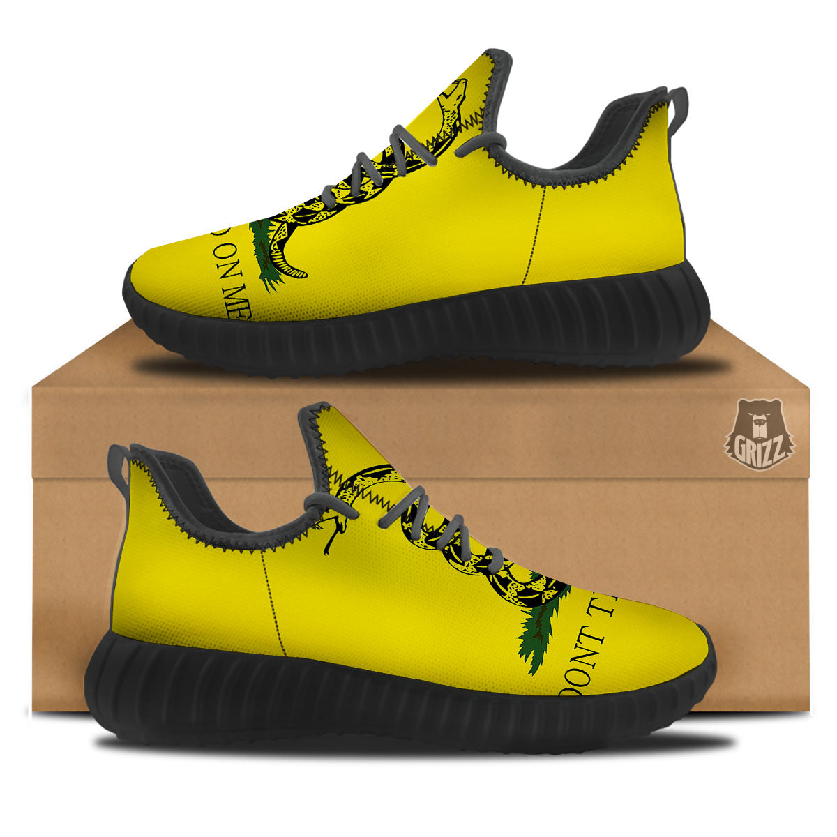 Gadsden Flag Don't Tread On Me Print Black Walking Shoes-grizzshop