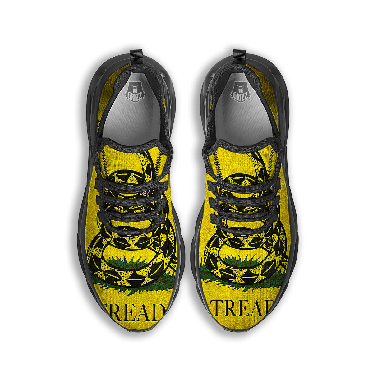 Gadsden Flag Grunge Print Black Running Shoes-grizzshop