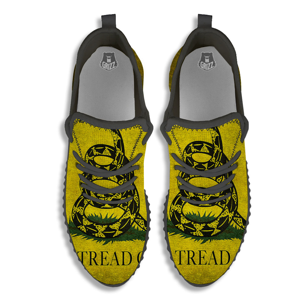 Gadsden Flag Grunge Print Black Walking Shoes-grizzshop