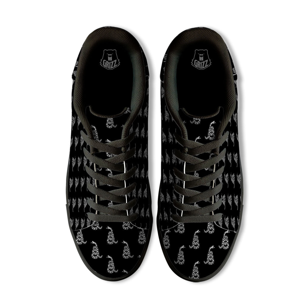 Gadsden Flag Symbol Print Pattern Black Low Top Sneakers-grizzshop