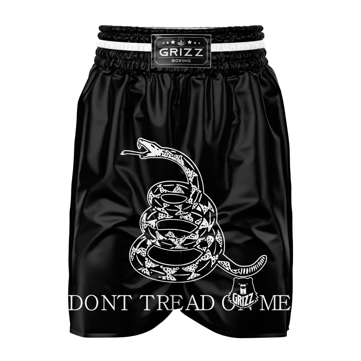 Gadsden Flag White And Black Print Boxing Shorts-grizzshop